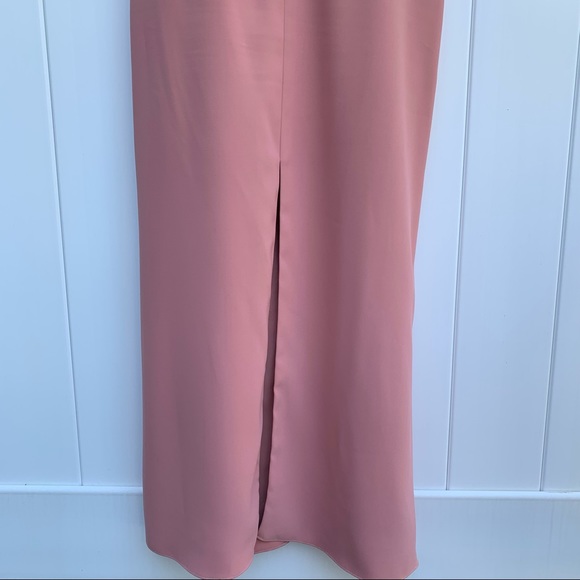 LELA ROSE | 14 | high slit v neck sleeveless gown w/ pearl details at neckline - Picture 5 of 11